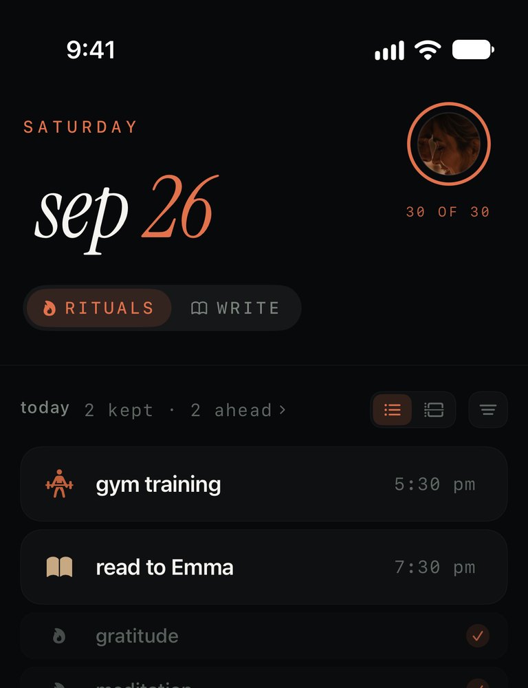 Mark sur iPhone — les rituels et moments du jour